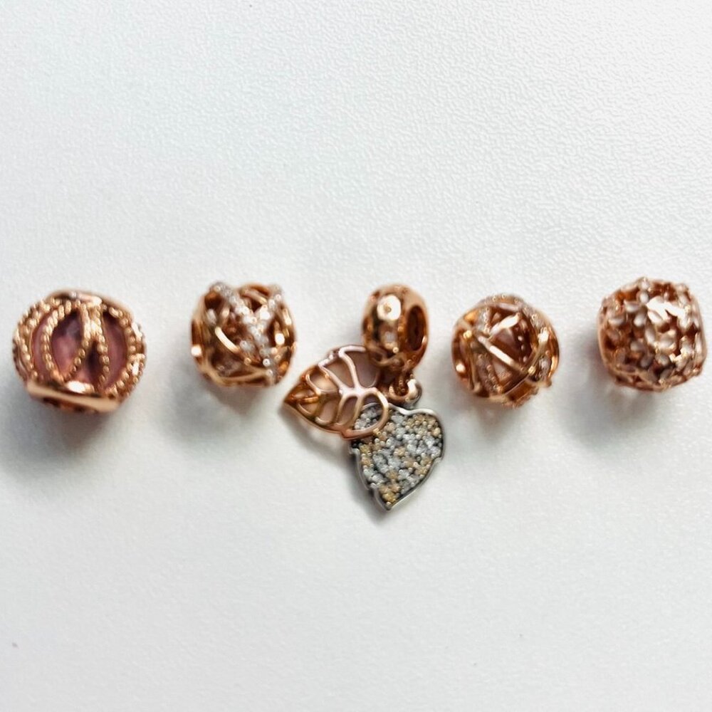 Sterling Silver Rose Gold Bracelet Charm Bundle